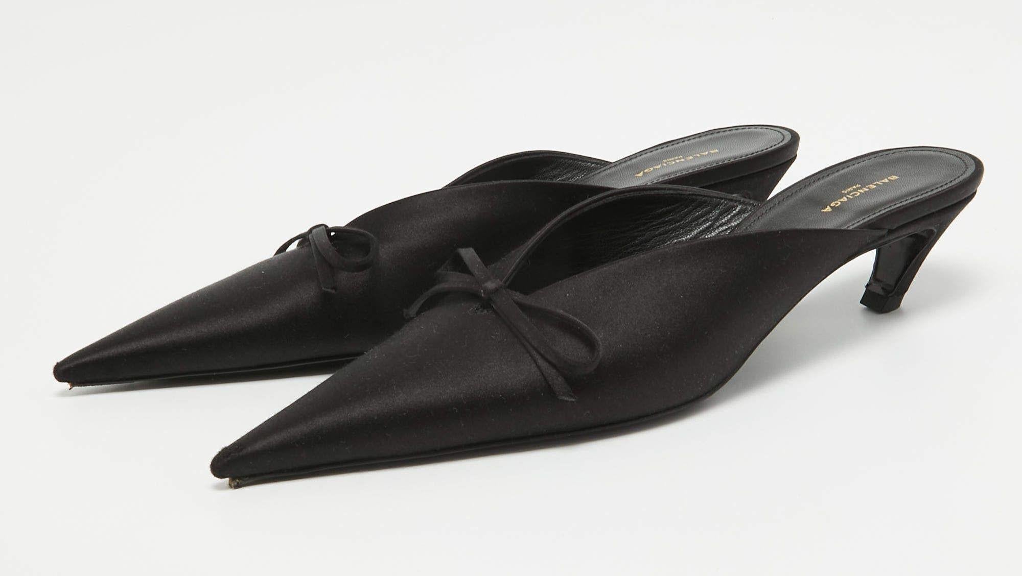 Balenciaga Black Satin Mules