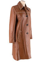 Prada Tan Topstich Leather Coat