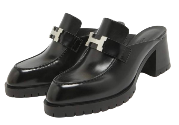 Hermes Black Constance Mules