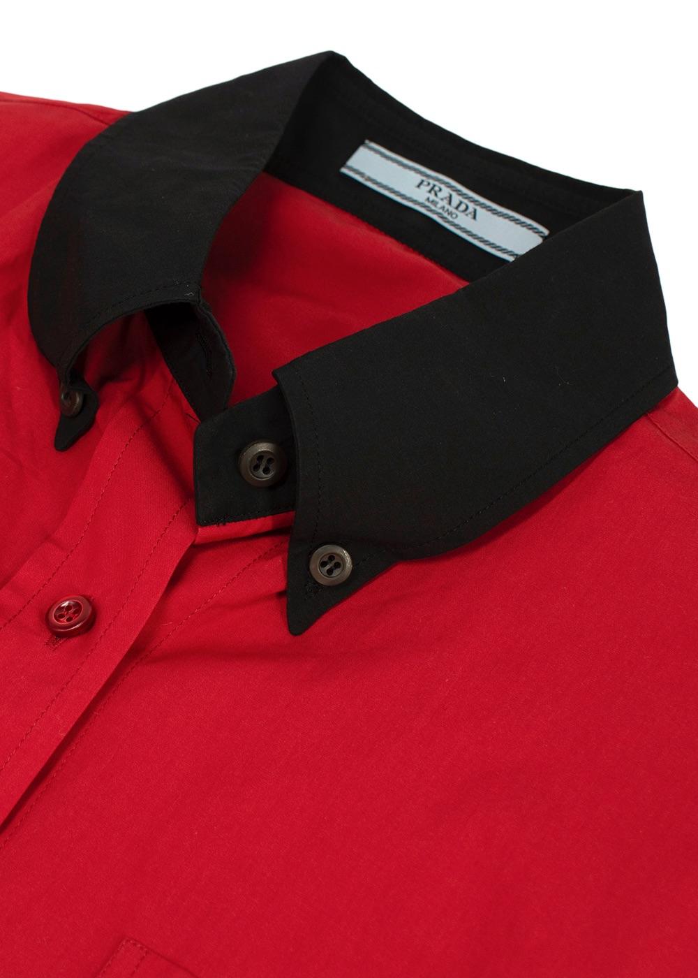 Prada Red Button-down Sleeveless Cotton-poplin Shirt