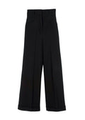 Racil Black High Rise Double Button Wide Leg Trousers