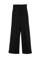 Racil Black High Rise Double Button Wide Leg Trousers