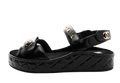 Chanel Black Leather Wedge Sandals