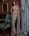 Gun Metal Sequin Sari Set By KYNAH, Luxury Indian Fashion & Bridal Wear