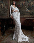 Ivory Pearl Sequin Sari Set By KYNAH, Luxury Indian Fashion & Bridal Wear