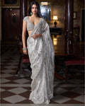 Champagne Zardosi Sari Set By KYNAH, Luxury Indian Fashion & Bridal Wear