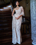Nude Thread Work Sari Set By KYNAH, Luxury Indian Fashion & Bridal Wear