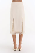 Chantelle Wool Skirt with Corded Lace