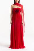 Tabitha Crinkled Silk Chiffon Gown