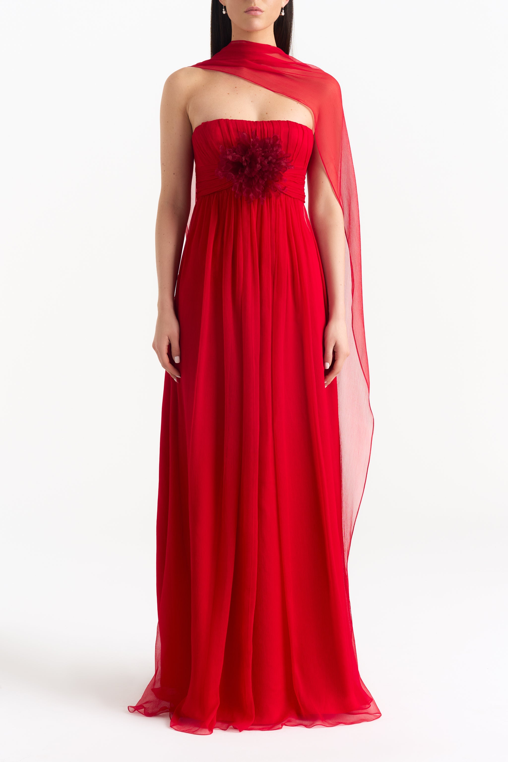 Tabitha Crinkled Silk Chiffon Gown