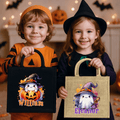 Personalizado lindo fantasma y la calabaza de gran capacidad bolsa de asas con el nombre de Halloween Fiesta de Regalo para Niños Niñas