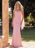 Sheath/Column Square Neckline Sleeveless Floor-Length Charmeuse Prom Dressses
