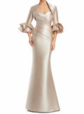 Trumpet/Mermaid Sweetheart 3/4 Sleeves Sweep Train Twill Satin Evening Dresses