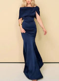 Trumpet/Mermaid Off-The-Shoulder Floor-Length Satin Prom Dresses