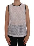 Women's White Lace Floral Nylon Tank T-Shirt