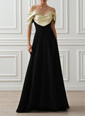 A-Line Off-The-Shoulder Sleeveless Sweep Train Elastic Satin/Stretch Satin Knit Evening Dresses