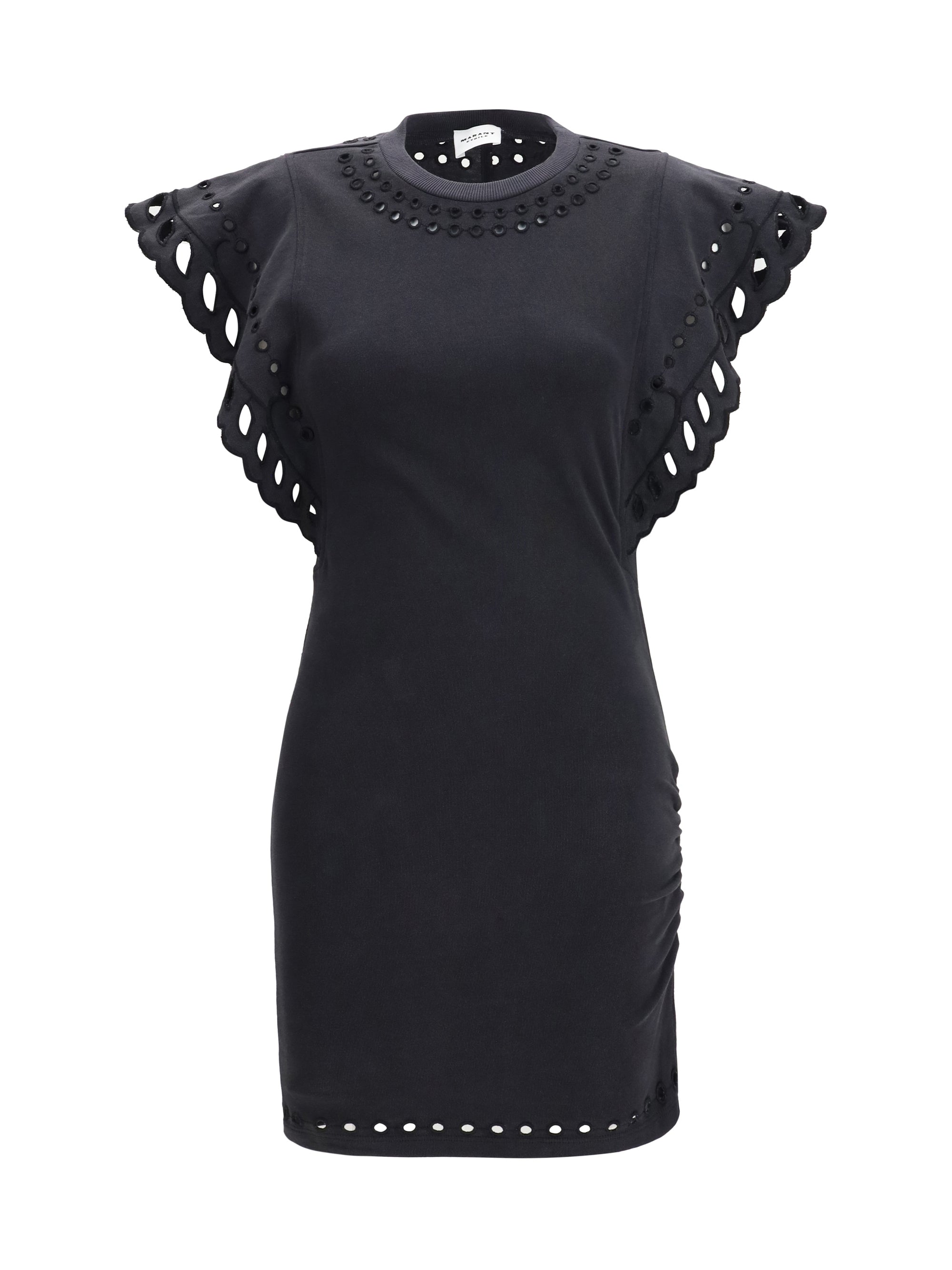 Marant Etoile Broderie Anglaise Cotton Dress — Black