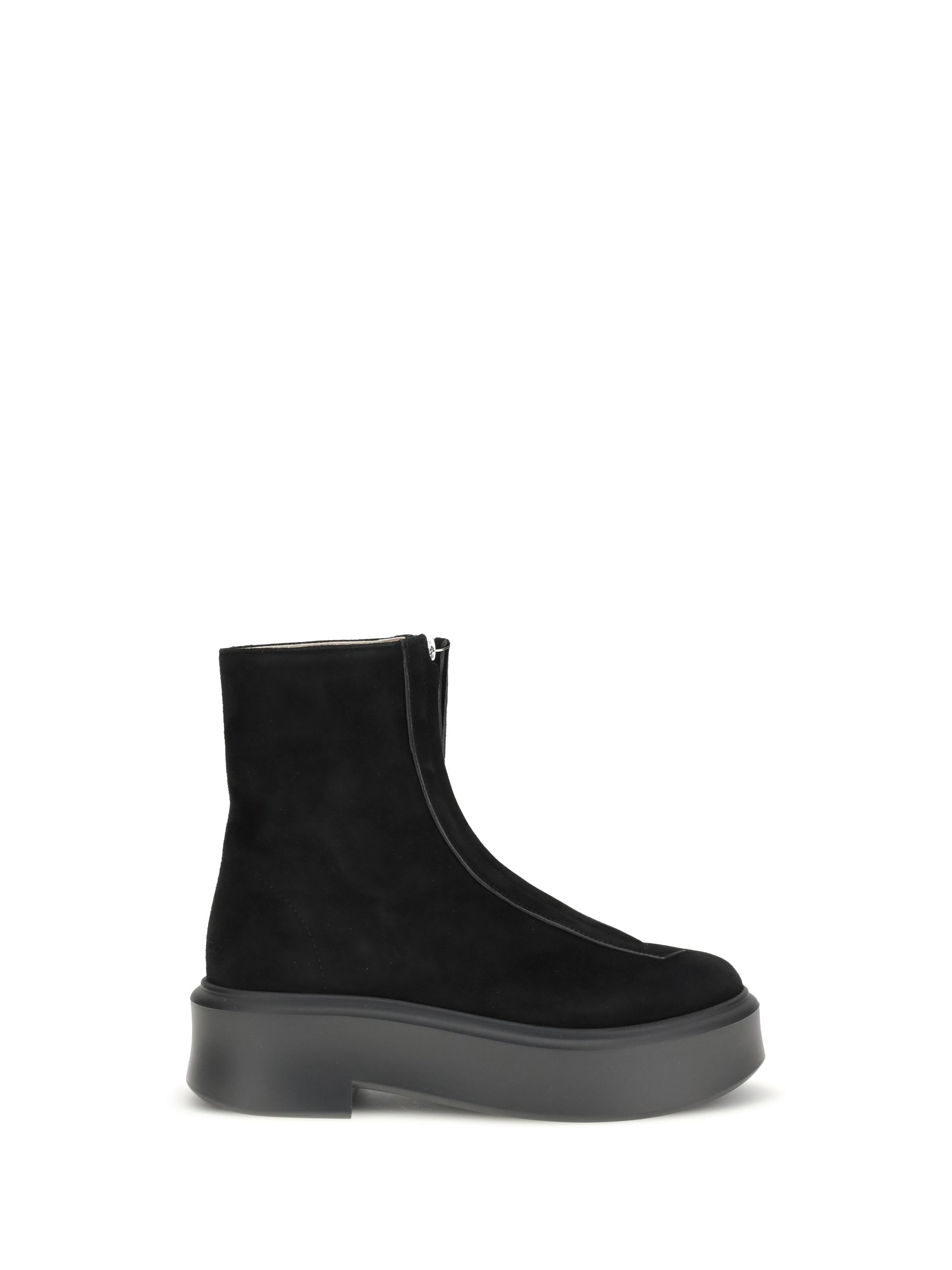The Row Leather Platform Boot — Black