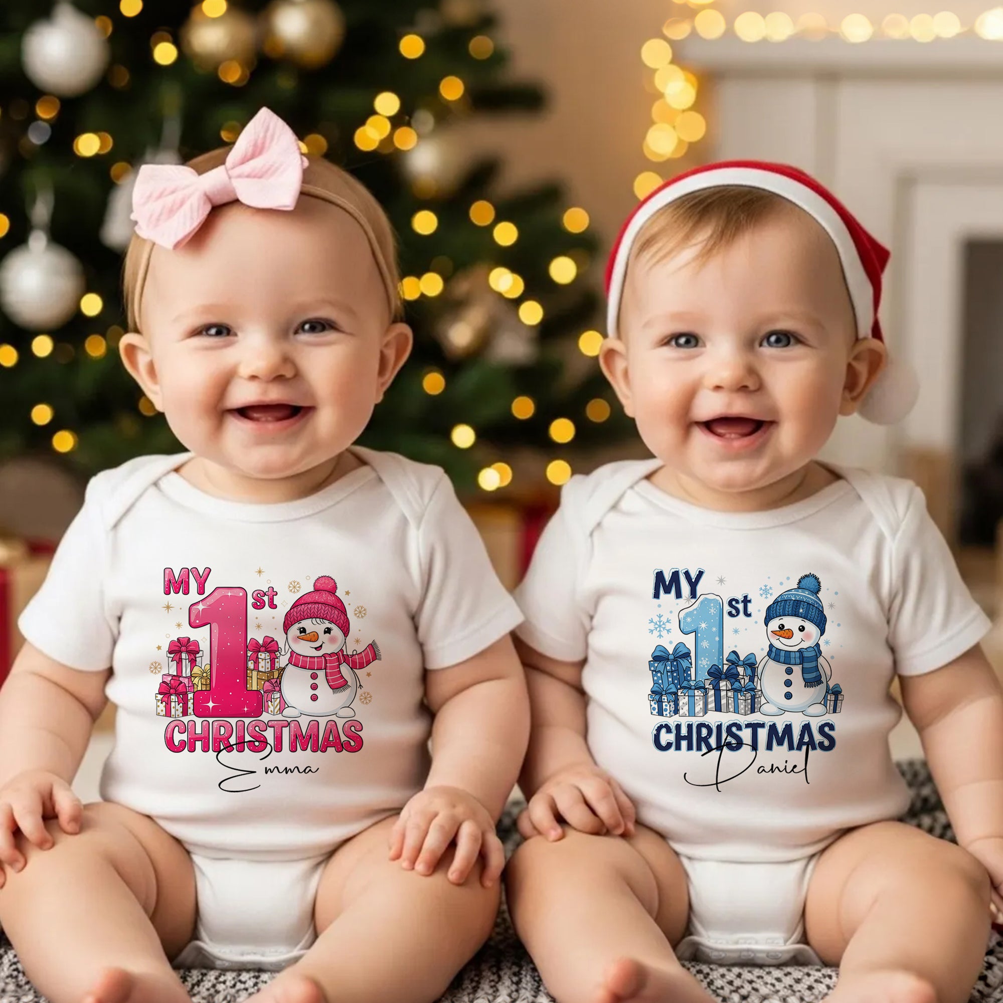 Personalizado 1ª Navidad Muñeco de Nieve 100% Algodón Body de Bebé con Nombre Regalo de Navidad para Bebé Nuevos Padres