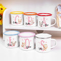 Taza esmaltada personalizada de 12 oz con nombre e inicial para niños amantes del ballet.