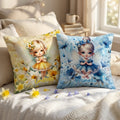 Personalizada Hermosa Flor de Nacimiento Hada Suave Funda de Almohada con Nombre Decoración del Hogar Uso Diario Regalo de Cumpleaños para Niñas Pequeñas