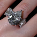 6CT Pear Cut Moissanite Engagement Rings In Sterling Silver