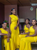 Sheath/Column One-Shoulder Sleeveless Floor-Length Elastic Satin Bridesmaid Dresses