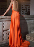 Sheath/Column One-Shoulder Silk Like Satin Prom Dresses With Back Hole