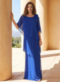Sheath/Column Scoop Neck Chiffon Mother Of The Bride Dresses With Flower(s)