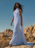 Elegant Trumpet Halter Chiffon Bridesmaid Dresses With Bare Back