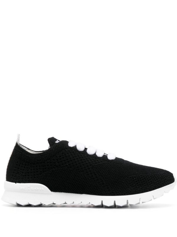 Kiton Fully-Perforated Low-Top Sneaker — Black