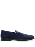 Kiton Tonal-Stitched Almond-Toe Loafer — Navy