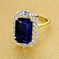 9*12mm Radiant Cut Sona Simulated Diamonds Engagement Rings In Sterling Silver