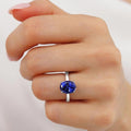 5*7mm Oval Cut Sona Simulated Diamonds Engagement Rings In Sterling Silver