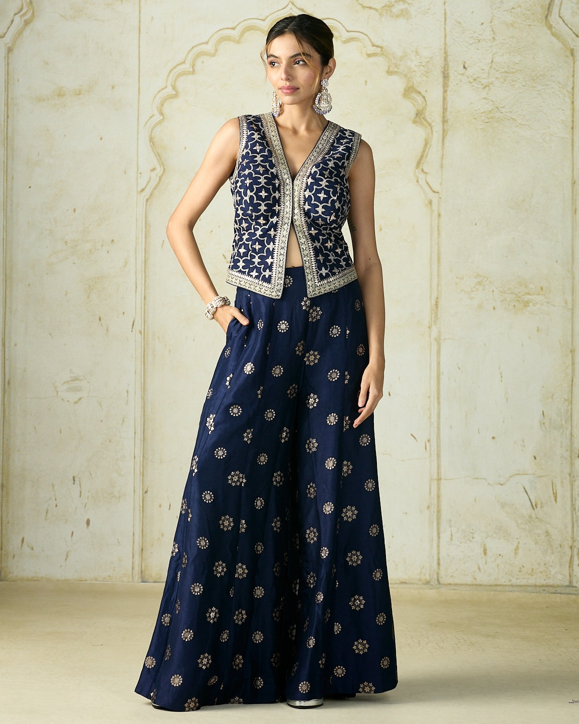 Navy Mizna Pant Set By KYNAH, Luxury Indian Fashion & Bridal Wear