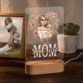 Guirnalda personalizada en forma de corazón de dibujos animados Mamá y 1-2 niños Luz nocturna LED con nombre y base de madera Decoración del escritorio de casa Regalo del Día de la Madre para Mamá Abu