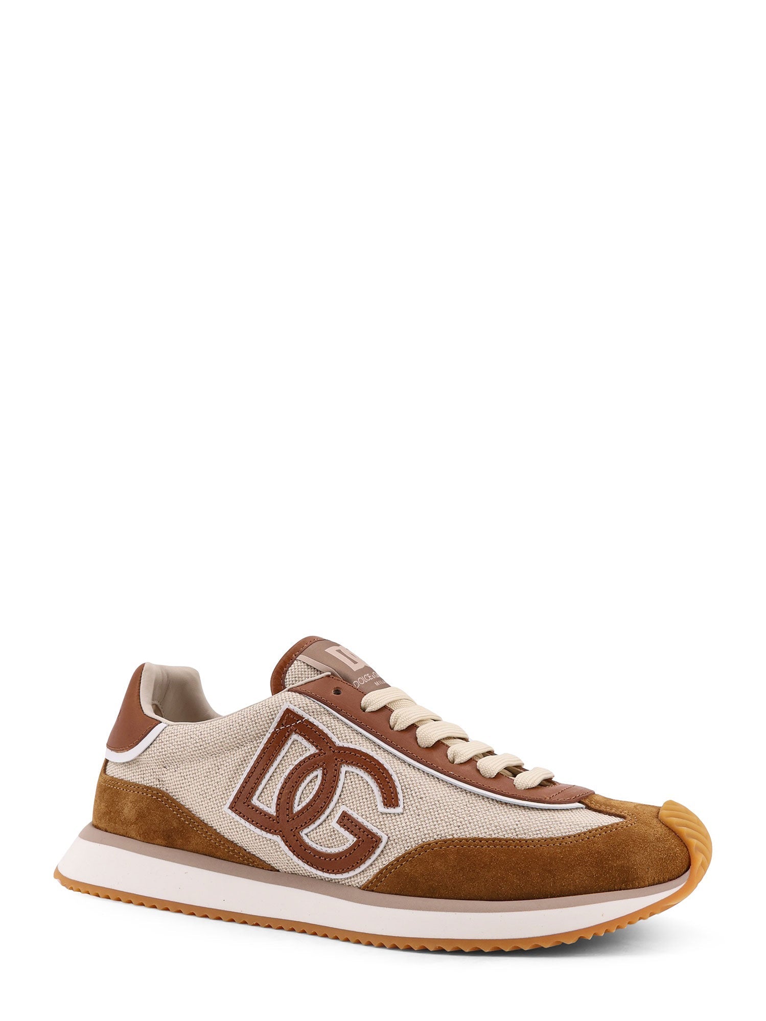 Dolce & Gabbana Sneakers Avorio Caramello Canvas/pelle - 45