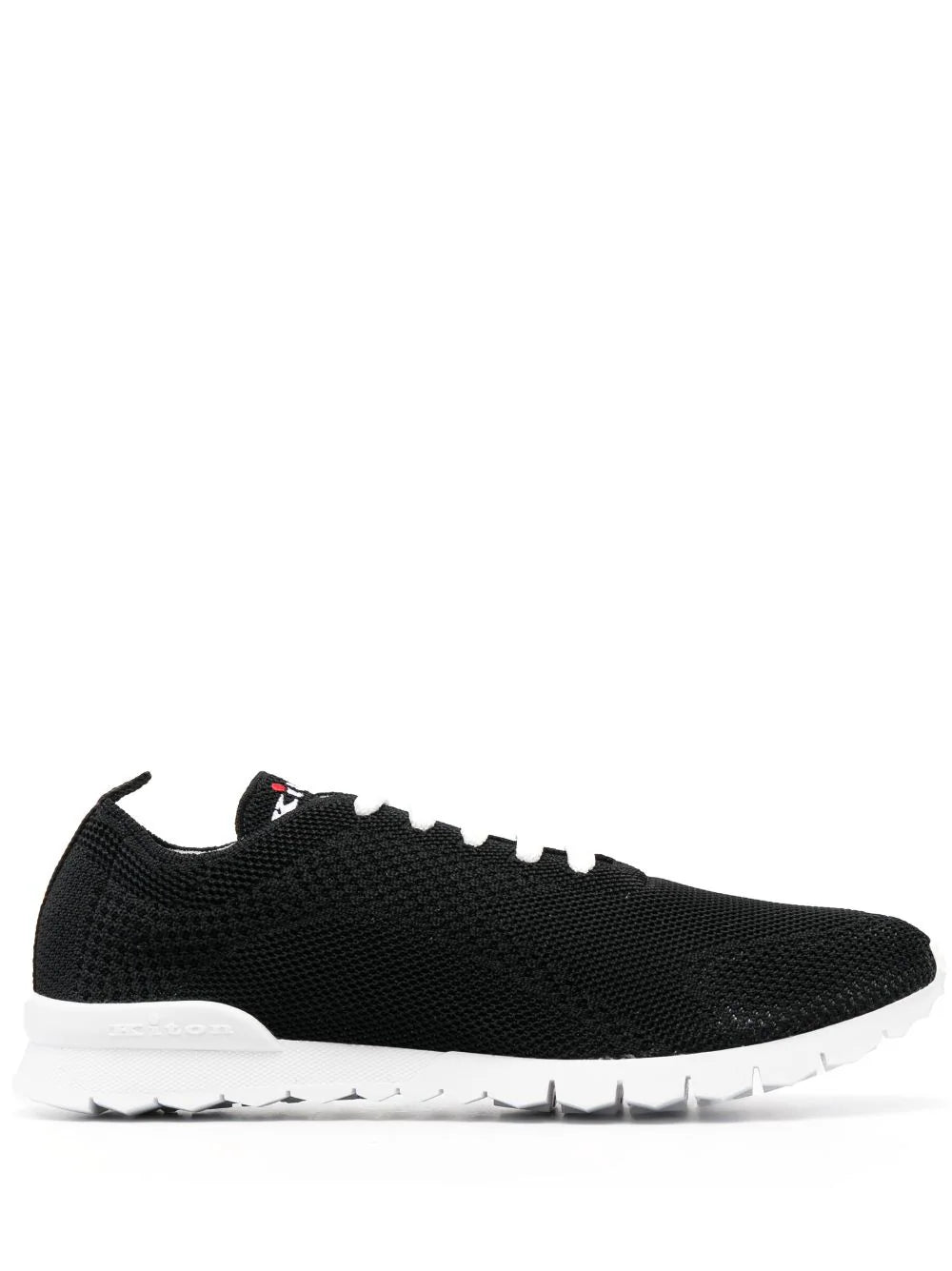 Kiton Logo-Embroidered Cotton-Blend Sneaker — Black