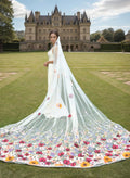 Cut Edge Floral One-Tier Tulle Cathedral Bridal Veils