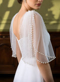 Open Front Tulle Shawl With Beading