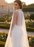 Clasp Tulle Cape Shawl For Occasion Evening