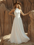 High Neck Open Back Simple A-Line Wedding Dresses