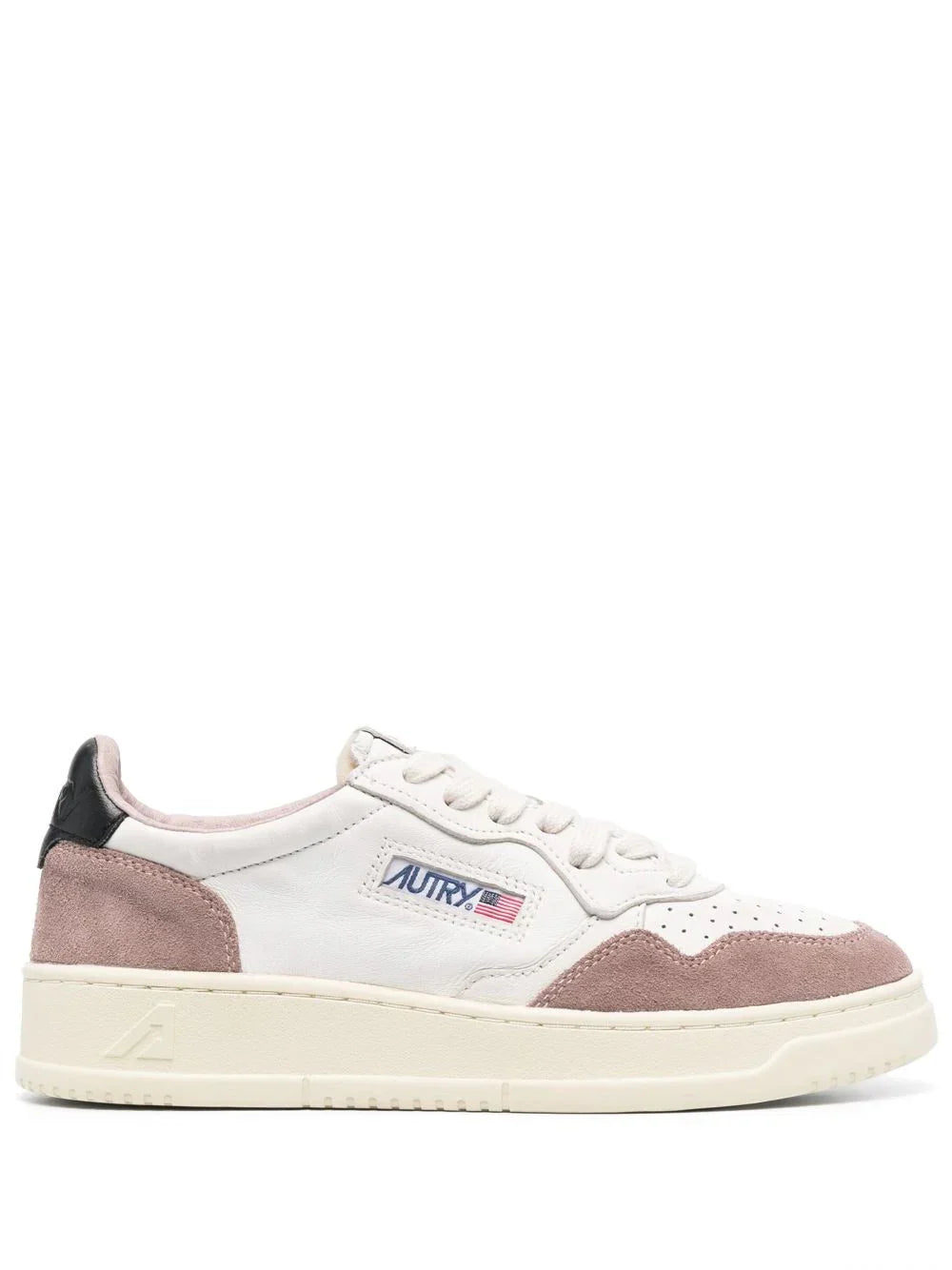 Autry Panelled Perforated Leather Sneaker — White