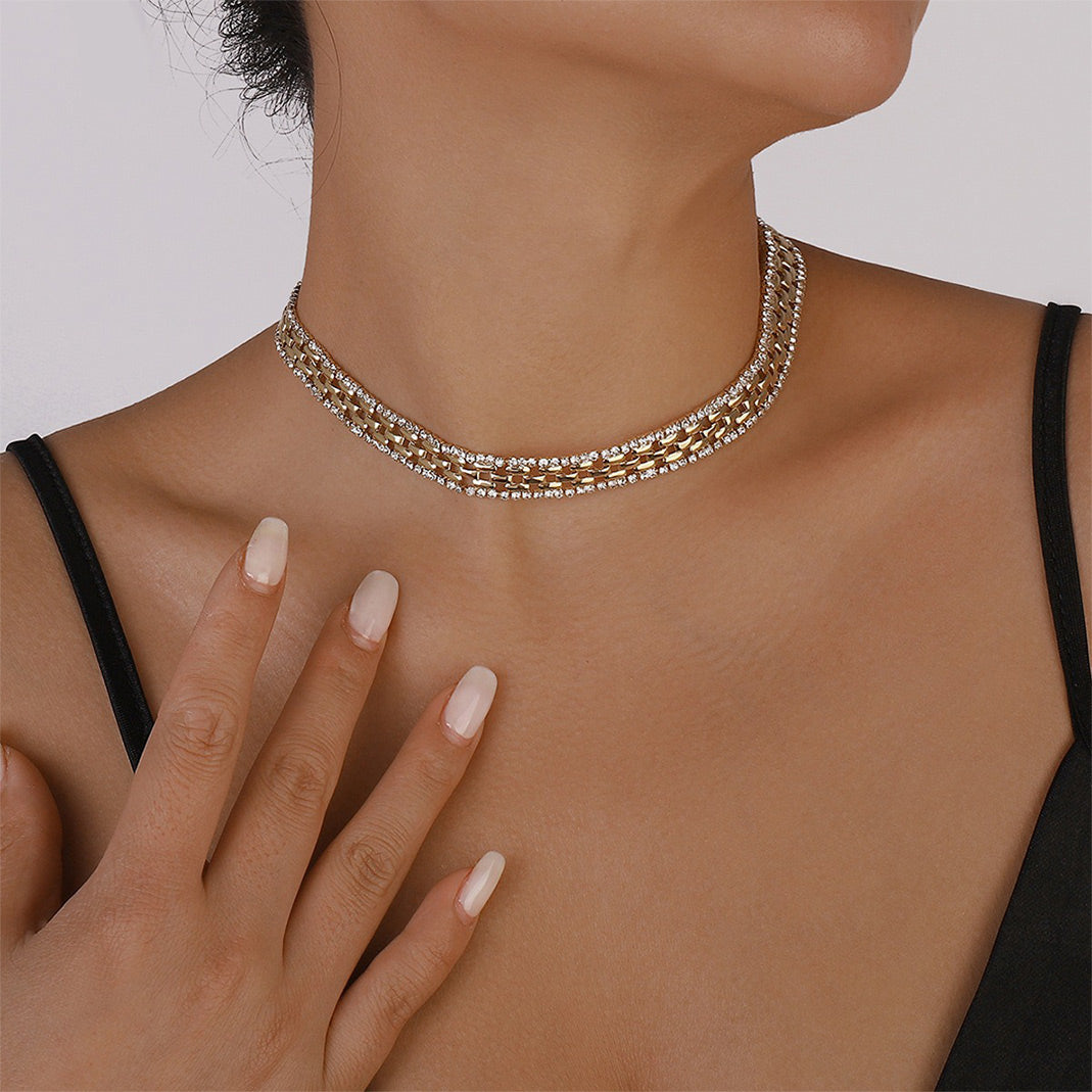 Retro Rhinestone Collar Necklaces