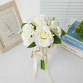 Rose And Baby's Breath Artificial Nosegay Flower Bouquet With Satin Bow