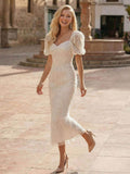 Sheath/Column Sweetheart Short Sleeves Ankle-Length Cocktail Dresses With Beading/Rhinestone