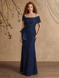 Elegant Mermaid Beading Lace Mother Of The Bride Dresses With Unremovable Satin Wrap