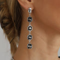 Geometric Black Diamond Dangle Earrings