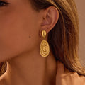 Personalized Oval Conch Drop Earrings