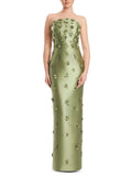Sheath/Column Off-The-Shoulder Sleeveless Floor-Length Satin Evening Dresses With Flower(s)